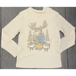 Cat & Jack Boys Long Sleeve Smore' Moose Graphic T-Shirt Size Medium NWT